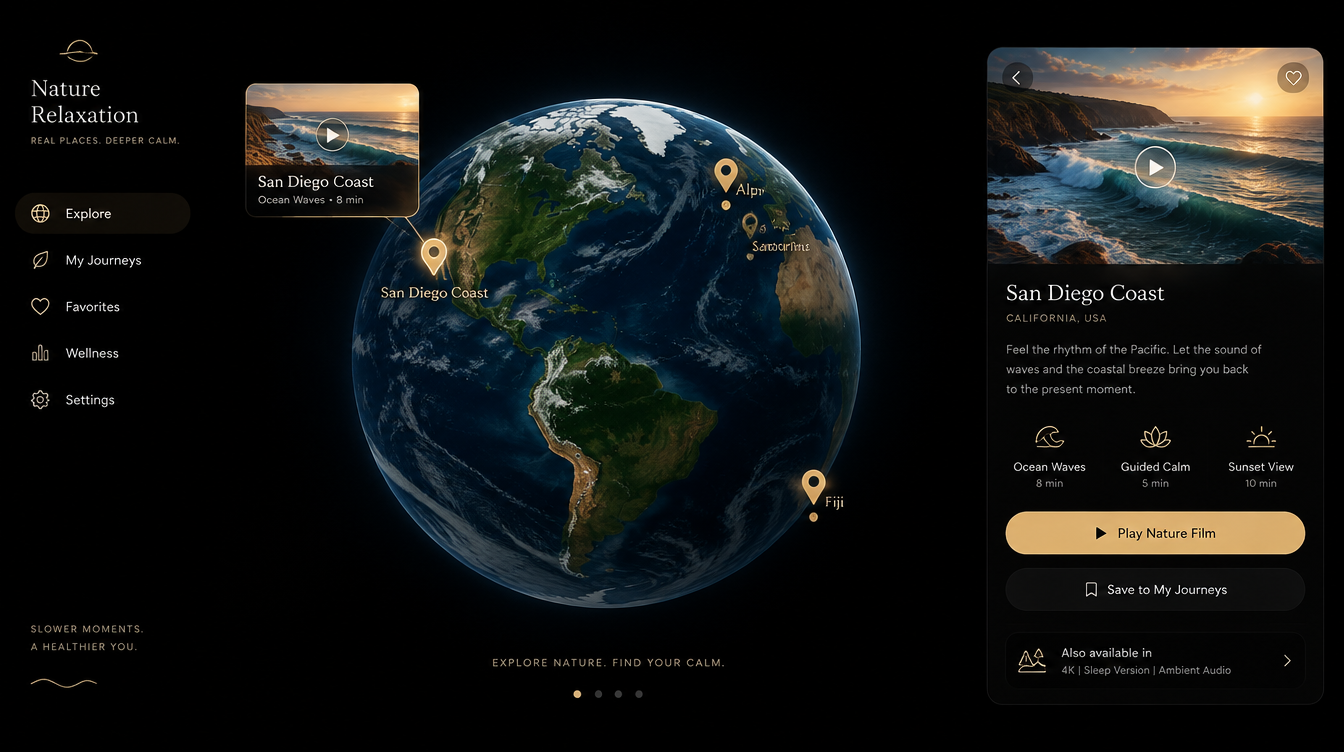 Nature Relaxation globe UI concept